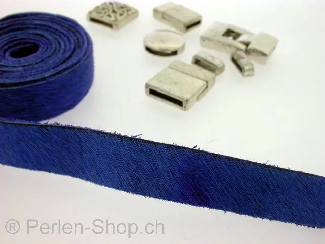 Leather Cord, blue, ±14x2mm, ±100cm