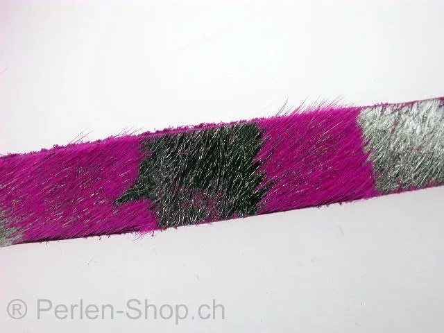 Leather Cord, pink/silver, ±14x2mm, ±150cm