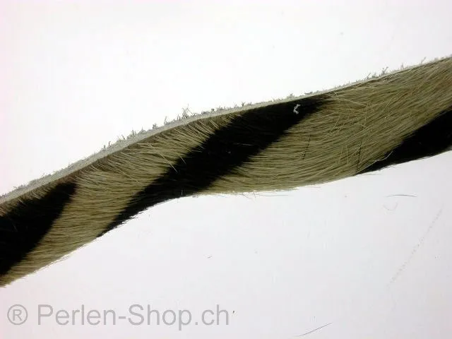 Leather Cord, zebra, ±10x2mm, ±150cm