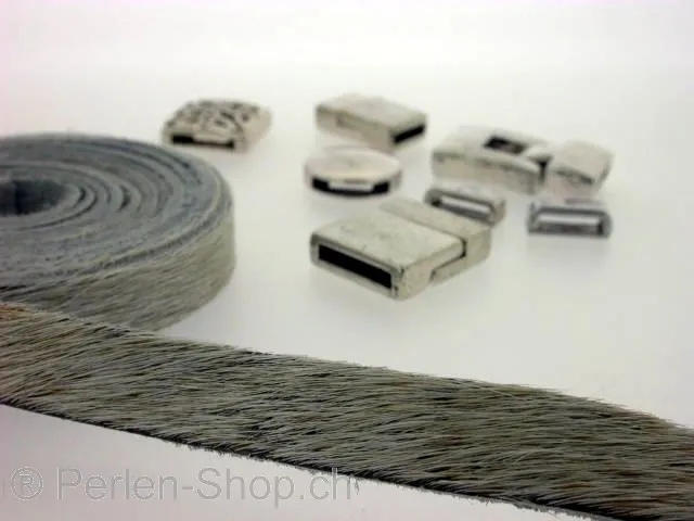 Leather Cord, grey, ±10x2mm, ±125cm