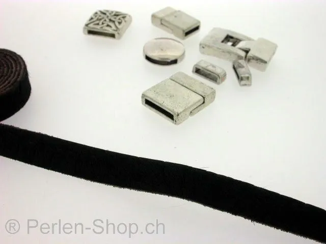 Lederband, schwarz mit reptil muster, ±10x2mm, ±100cm