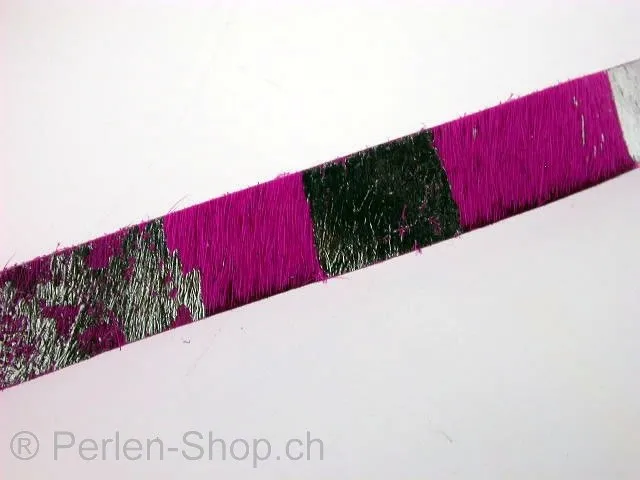 Leather Cord, pink/silver, ±10x2mm, ±125cm