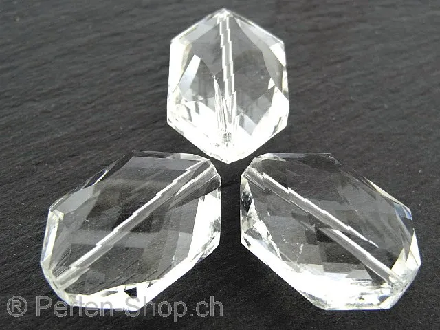 Crystal oval, ±24x20x12mm, crystal, 2 pcs.