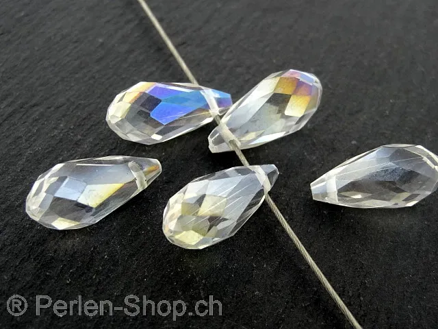 Tropfen Perlen, Farbe: Kristall irisierend, Grösse: ±8x17mm, Menge: 1 Stk.