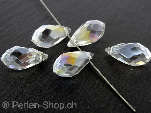 Tropfen Perlen, Farbe: Kristall irisierend, Grösse: ±10x20mm, Menge: 1 Stk.