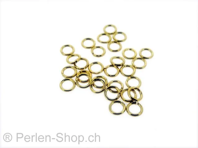Edelstahl Ring offen, Farbe: gold, Grösse: 4mm, Menge: 10 Stk.