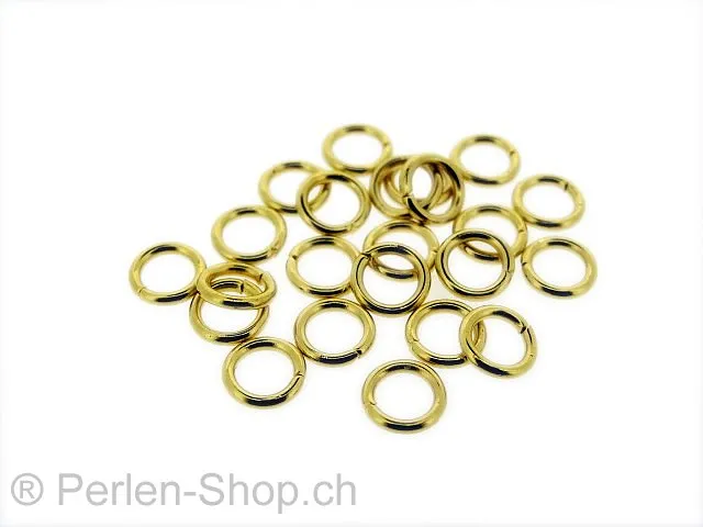 Stainless Steel Open Ring, Color: gold, Size: 6mm, Qty: 10 pc.