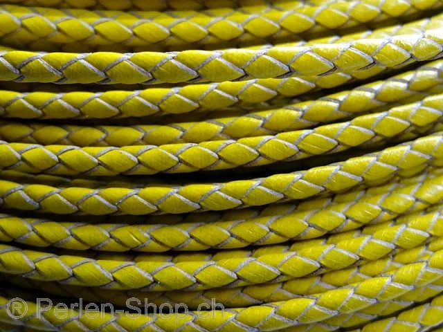 Leather Cord from coil, Color: yellow, Size: ±3mm, Qty: 10cm