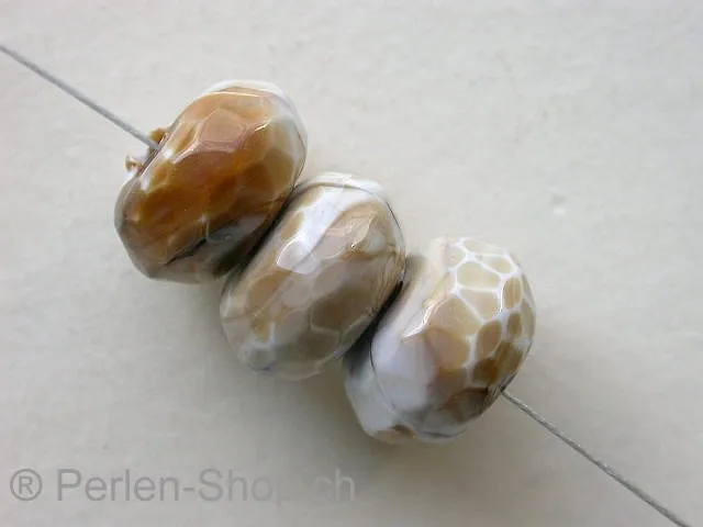 Plasticbeads rondell marbled, brown, ±8x14mm, 5 pc.