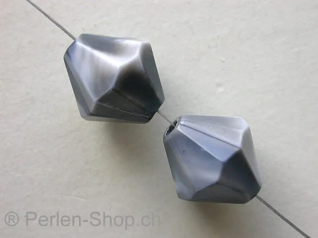 Plasticbeads conical marbled, grey, ±14x13mm, 4 pc.