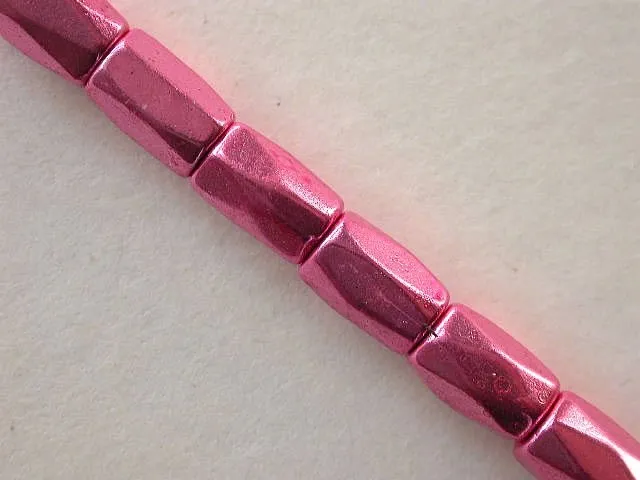 Magnetic beads cylinder facet, pink, 5x8mm, 5 pc.