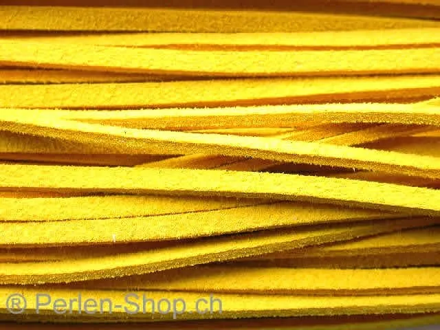Imitation suede lace, yellow, 3mm, ±1 m