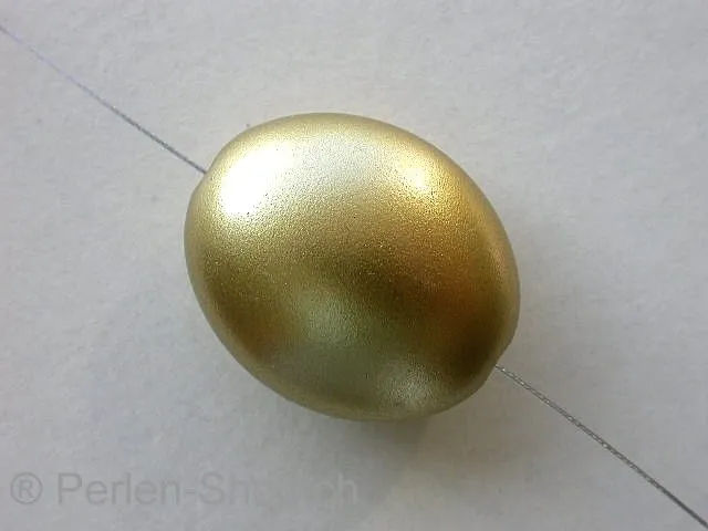 Plasticbeads oval, gold metalic, ±29mm, 1 pc.