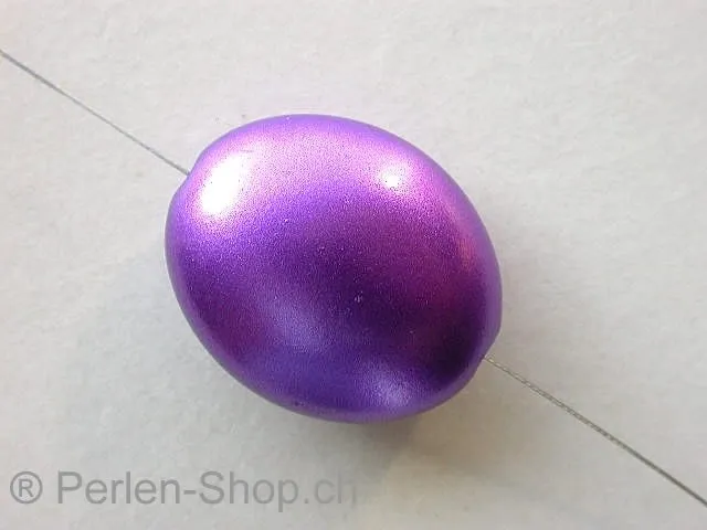 Plasticbeads oval, purple metalic, ±29mm, 1 pc.
