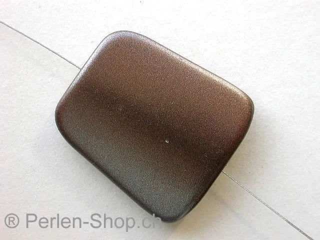 Plasticbeads flat, brown metalic, ±32mm, 1 pc.