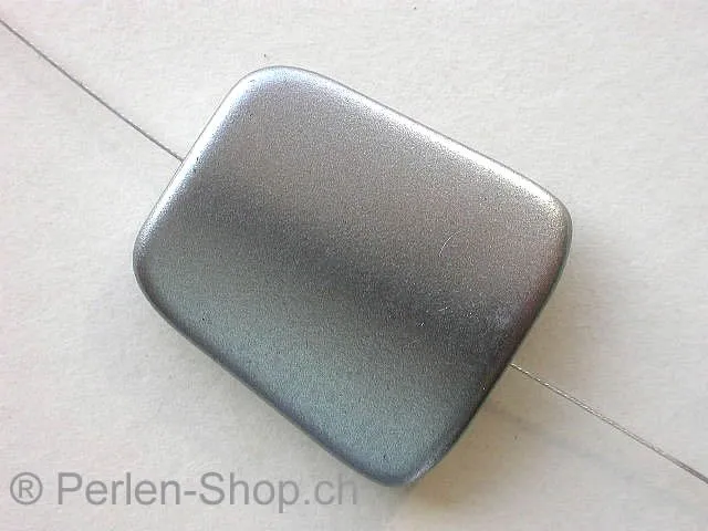 Plasticbeads flat, silver metalic, ±32mm, 1 pc.