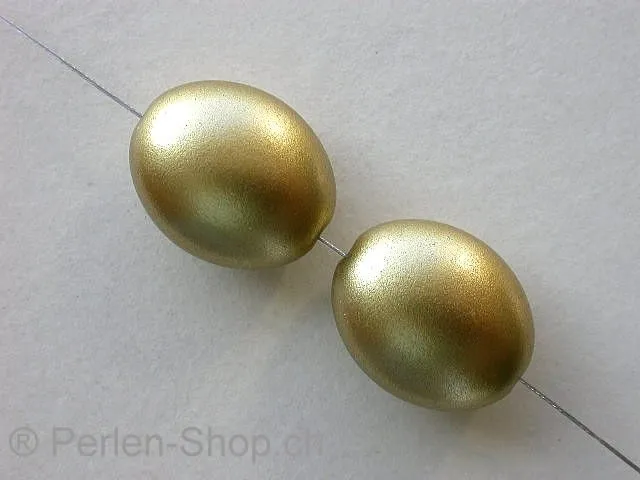 Kunststoffperle oval, gold metalic, ±20mm, 2 Stk.