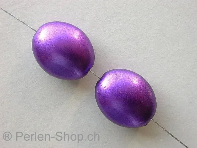 Plasticbeads oval, purple metalic, ±20mm, 2 pc.