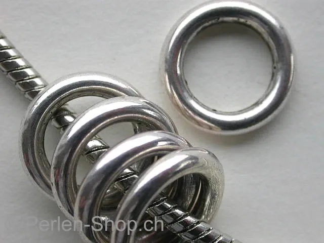 Kunststoff ring, 15mm, antik silberfarbig, 5 Stk.
