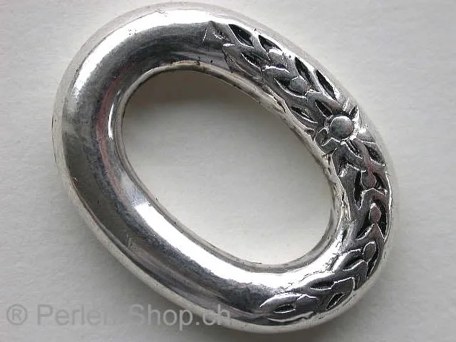 Kunststoff ring, ±30x22mm, antik silberfarbig, 1 Stk.