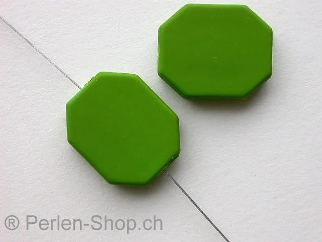 Kunststoffperle matt sechs kant, grün, ±22mm, 3 Stk.