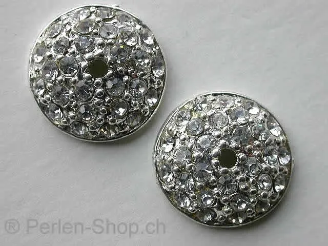 Beadcap with 28 rhinestone, ±16mm, silver color, 1 Stk.