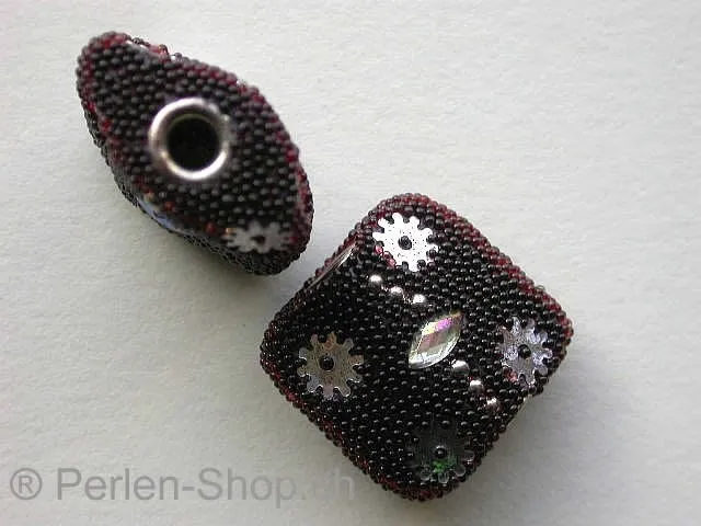 Kashmir Beads Cube, brown, ±20mm, 1 pc.