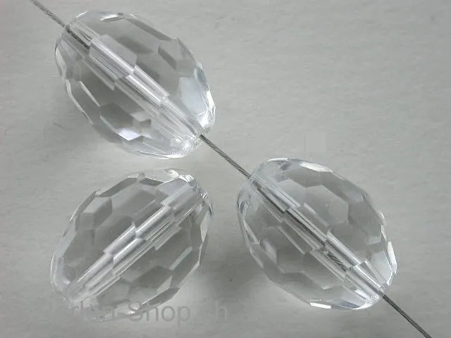 Facet beads, 16x12mm, crystal, 5 pc.