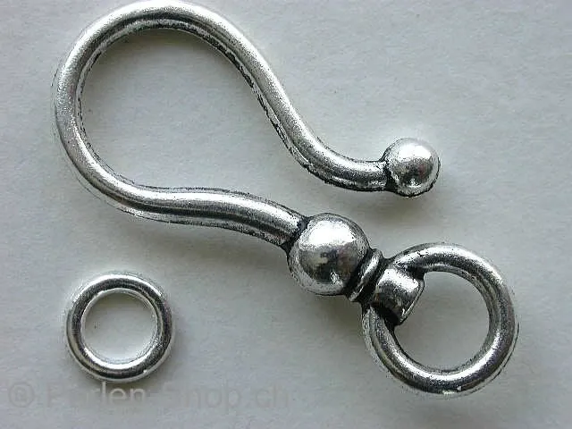 Clasp mit ring, antique silver color, 1 pc.