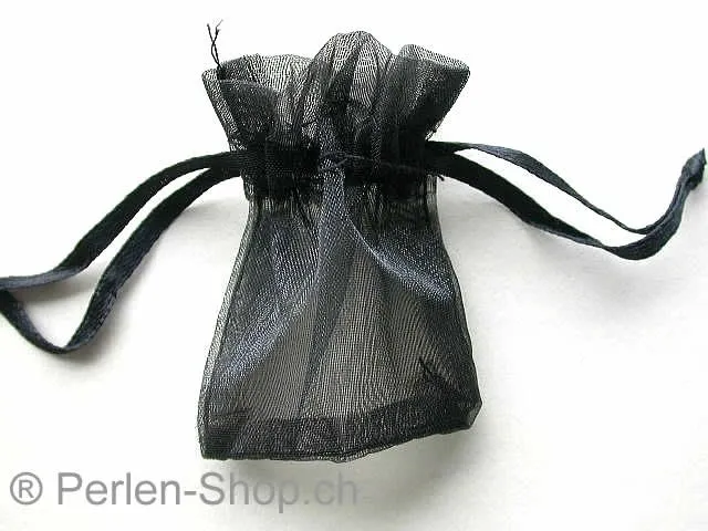Gift bag (Organza), silk, black, 5x6cm, 1 pc.