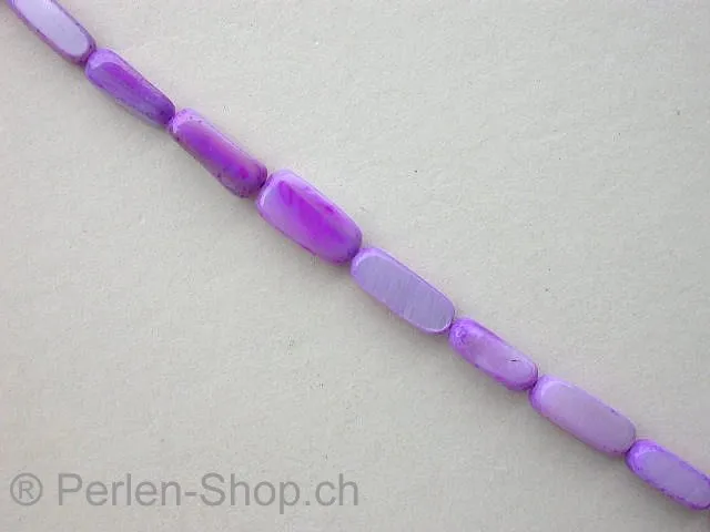 Shell Beads rectangle, lilac, ±12x5mm, string ± 29 pc.