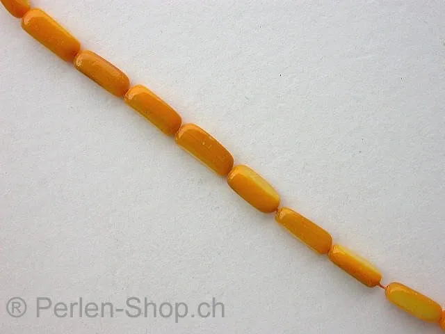 Shell Beads rectangle, yellow, ±12x5mm, string ± 32 pc.