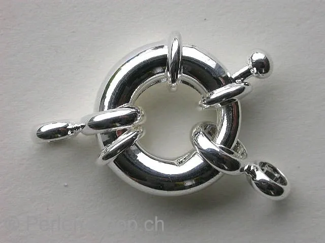 Clasp round with Ring, 15mm, silver color, 1 pc.