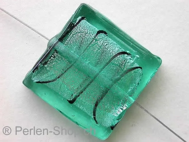 Silver Foil Square, turquoise, ±25mm, 1 pc.