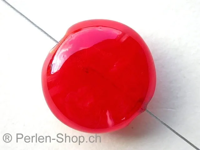 Silver Foil Flat Round, red, ±20mm, 1 pc.