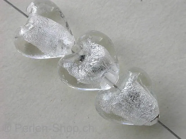 Silver Foil Herz, kristall, ±12mm, 5 Stk.
