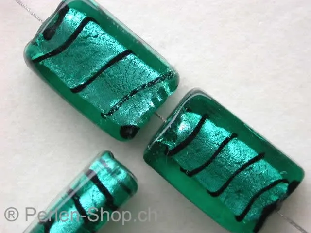 Silver Foil Rectangle, turquoise, ±18mm, 1 pc.