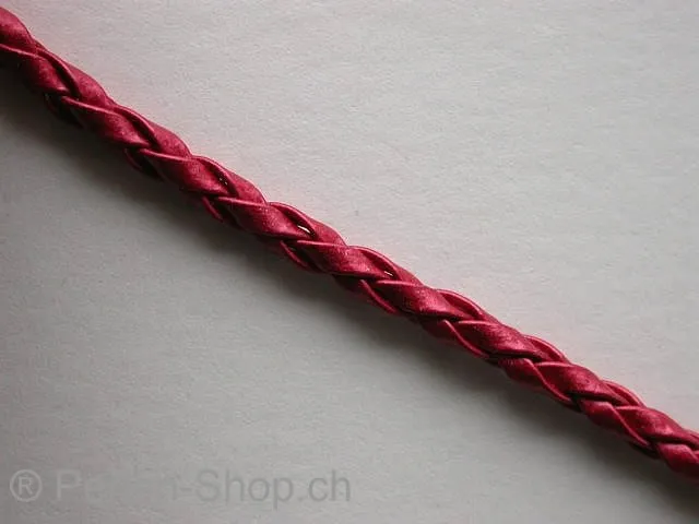 Imitation L Cord plaited (Bolo), red, ±3mm, 100cm