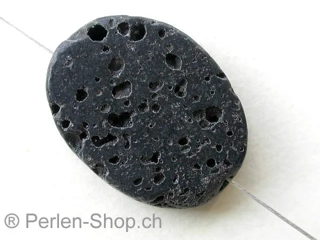 Lava Stein, flach oval, ±25x18mm, 1 Stk.