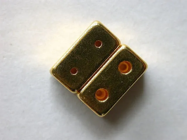 Magnetic Clasps Strong 2 holes, 12x6mm, gold color, 1 pc.