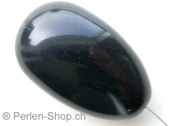 Kunststoffperle, oval, schwarz, ±41mm, 1 Stk.