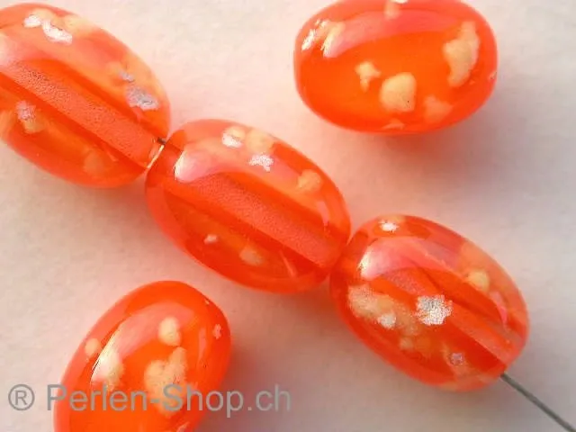 UV bead, 12x9mm, orange, 10 pc.