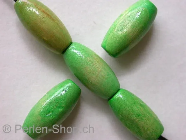 Holzperlen oval, grün, 14mm, 20 Stk.