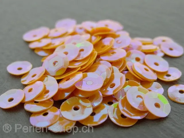 Cup Sequins (paillette), Color: Orange, Size: 6mm, Qty: 5 gram
