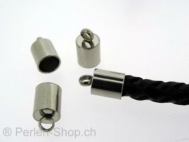 Stainless Steel Eye end part for ±6mm , Color: Platinum, Size: ±7x12mm, Qty: 2 pc.