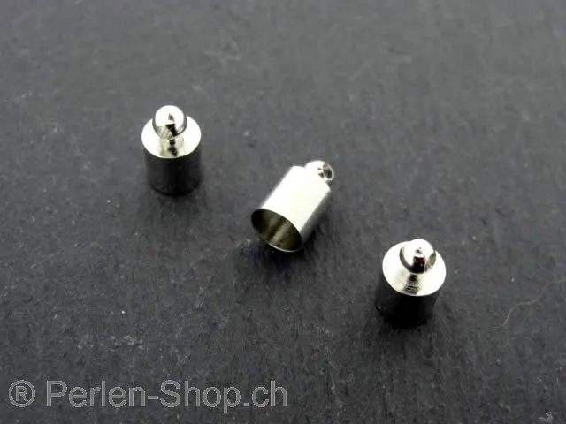 Stainless Steel Eye end part for ±6mm , Color: Platinum, Size: ±6x10mm, Qty: 2 pc.
