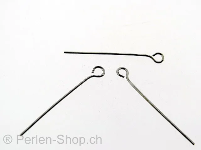 Stainless Steel Eye Pin, Color: Platinum, Size: 45mm, Qty: 10 pc.