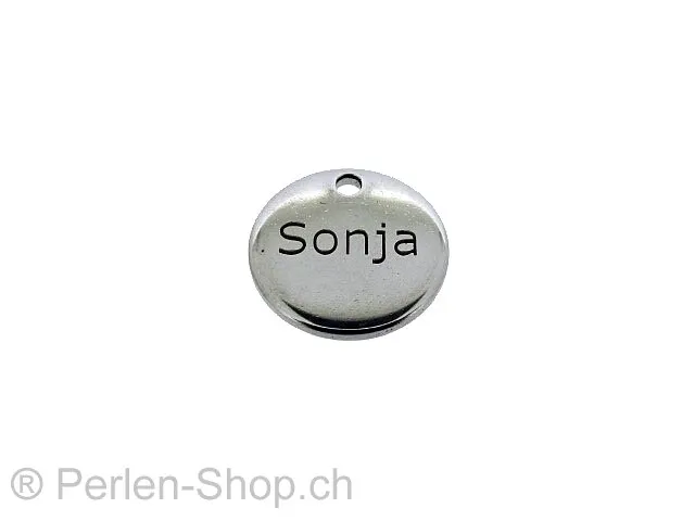 Stainless Steel Pendant, Color: Platinum, Size: ±13mm, Qty: 1 pc.