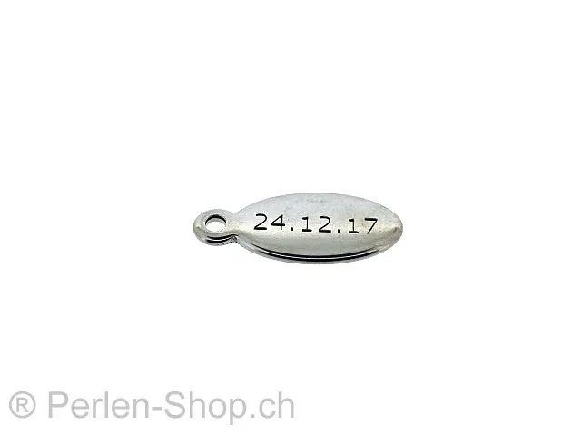 Stainless Steel Pendant, Color: Platinum, Size: ±16x7mm, Qty: 1 pc.
