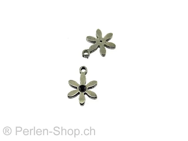 Stainless Steel Pendant flower, Color: Platinum, Size: ±10x7mm, Qty: 1 pc.